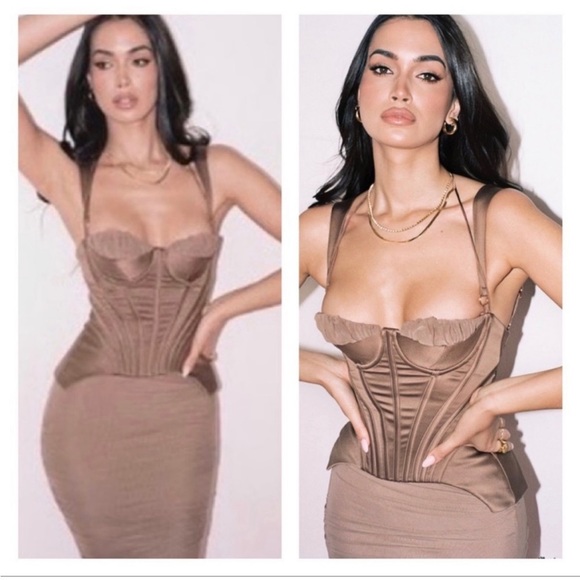 ❌SOLD❌House of CB Talya Toffee Corset Midi Dress - Picture 10 of 15